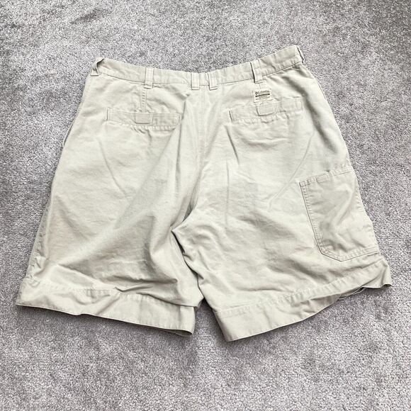 Columbia ROC Chino Shorts Mens 38 Beige Snap Button Flat Front Outdoor 37x10 - Picture 2 of 16